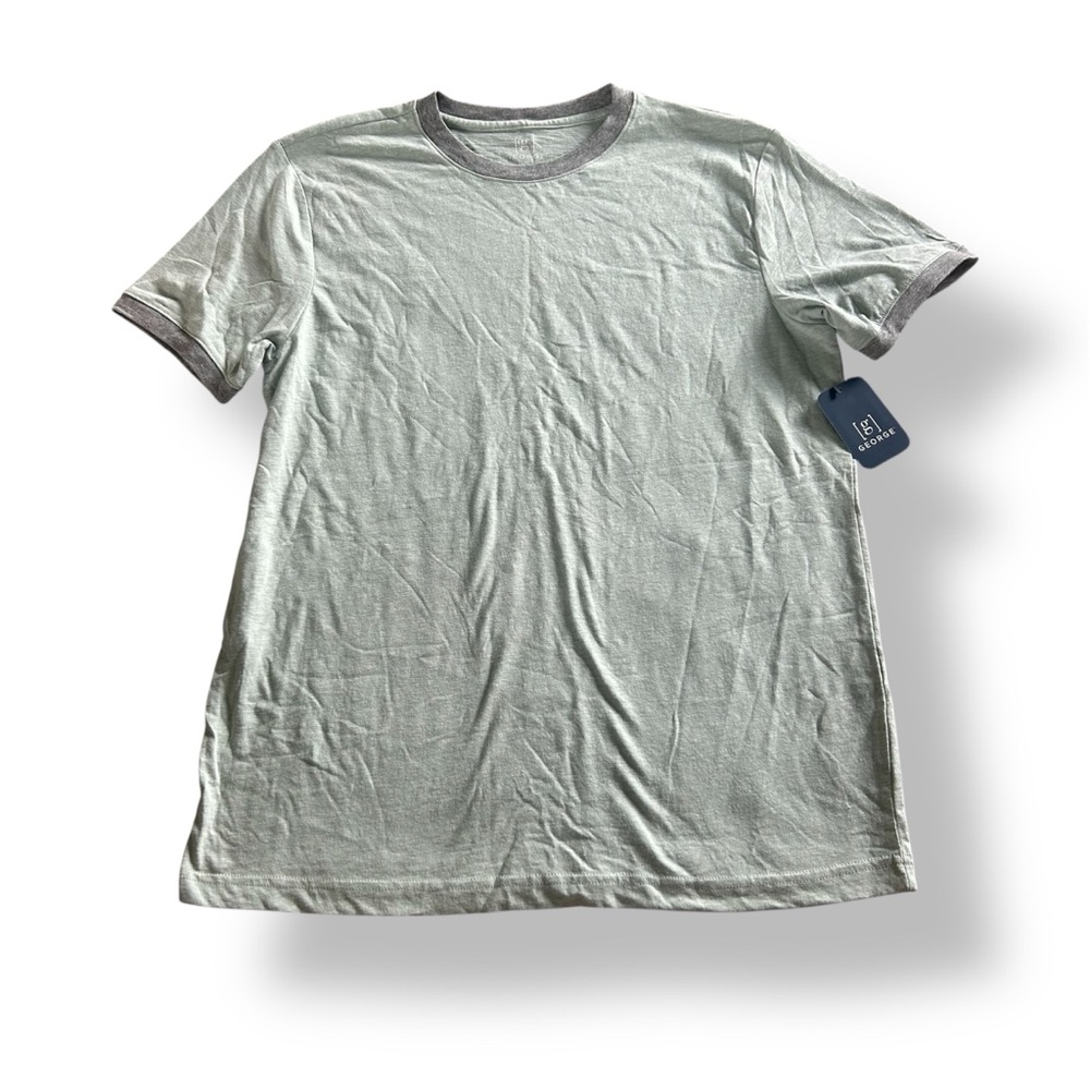 [George] NWT Light Green and Gray Ringer Tee